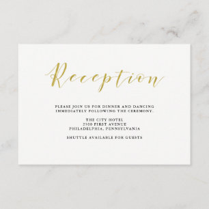 Carte D'accompagnement Réception de mariage classique glamour or faux