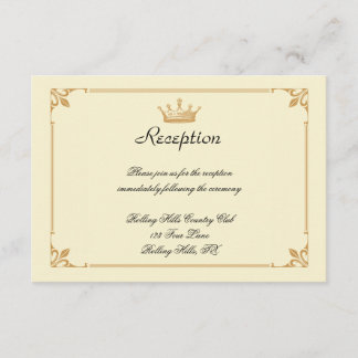 Carte D'accompagnement Réception de mariage Crown Regency en or et ivoire