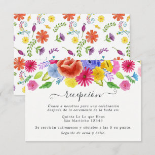 Carte D'accompagnement Réception de mariage de fête espagnole florale aqu