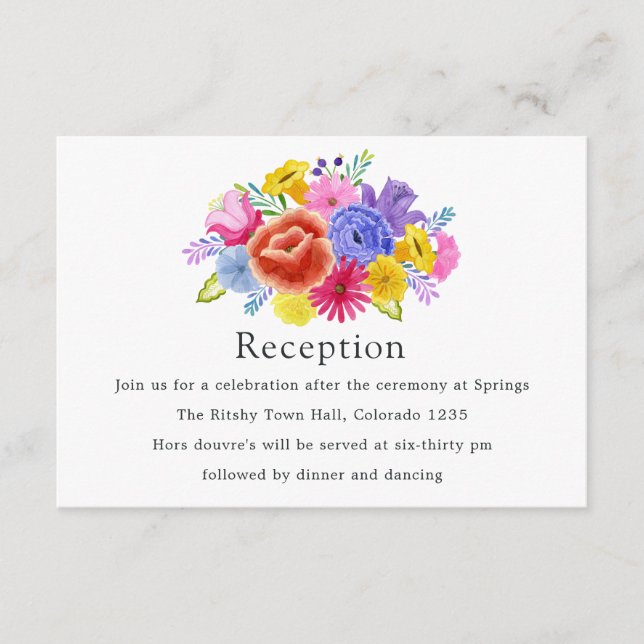 Carte D'accompagnement Réception de mariage de fête mexicaine florale à l (Devant)