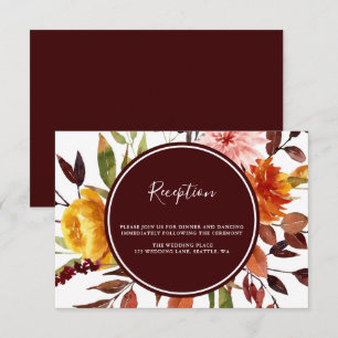 Carte D'accompagnement Réception de mariage de jardin d'automne en Bourgo