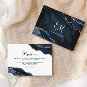 Carte D'accompagnement Réception de mariage de la Marine moderne Blue Gol