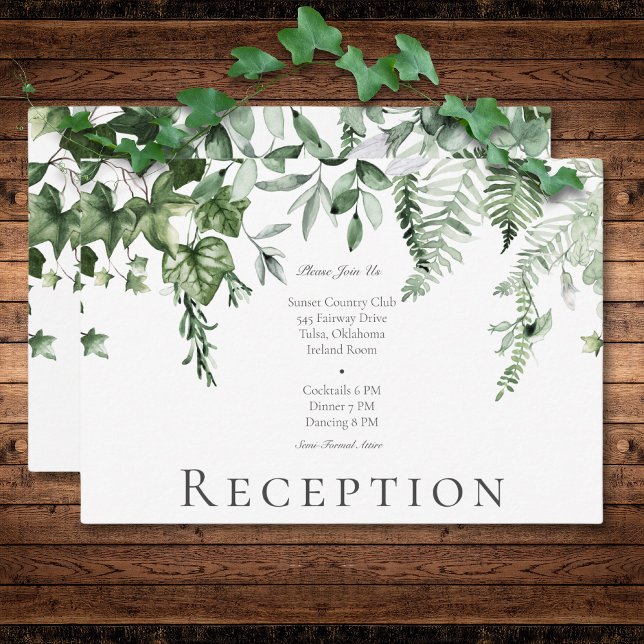Carte D'accompagnement Réception de mariage de lierre rustique & Sage Gre (Rustic Ivy & Sage Greenery Wedding Reception Enclosure Card)