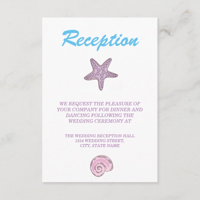 Carte D'accompagnement Réception de mariage de sirène de conte de fées ro (Devant)
