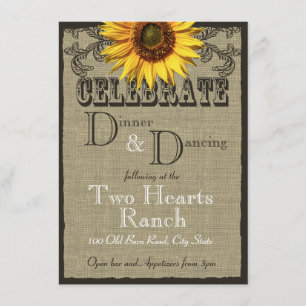 Carte D'accompagnement Réception de mariage de tournesol occidental