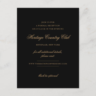 Carte D'accompagnement Réception de mariage Delicate en noir et or