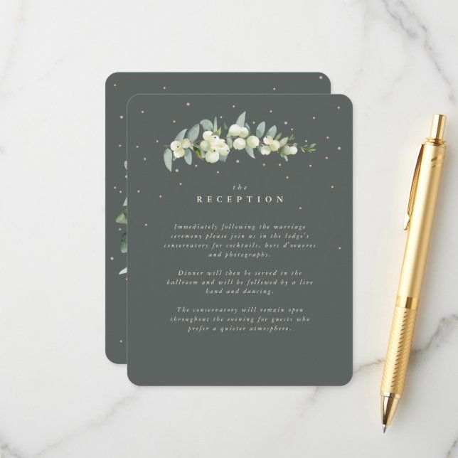 Carte D'accompagnement Réception de mariage des tiges de canneberge verte (Devant/Arrière en situation)