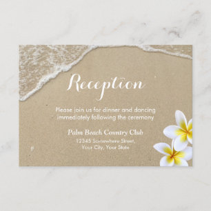 Carte D'accompagnement Réception de mariage d'été sur la plage & Plumeria