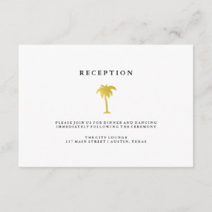 Carte D'accompagnement Réception de mariage élégant avec palmier en faux 