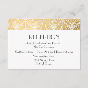 Carte D'accompagnement Réception de mariage élégant Gatsby Art déco or