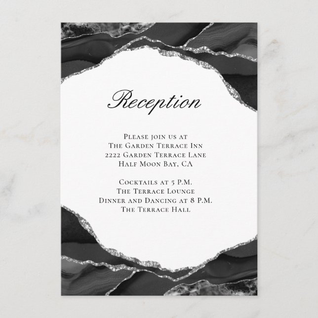 Carte D'accompagnement Réception de mariage élégante avec feuille d'argen (Devant)