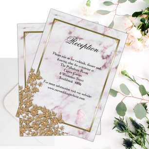 Carte D'accompagnement Réception de mariage élégante avec perles dorées e