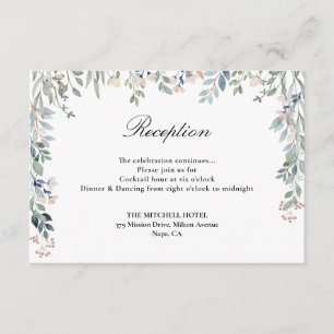 Carte D'accompagnement Réception de mariage élégante avec verdure florale