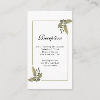 Carte D'accompagnement Réception de mariage élégante et minimaliste avec 