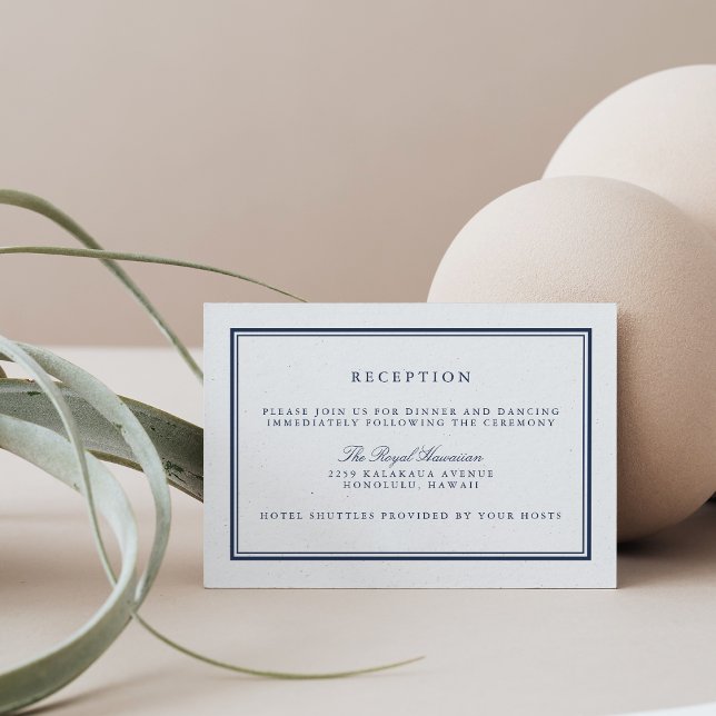 Carte D'accompagnement Réception de mariage élégante marine et blanche (Créateur téléchargé)