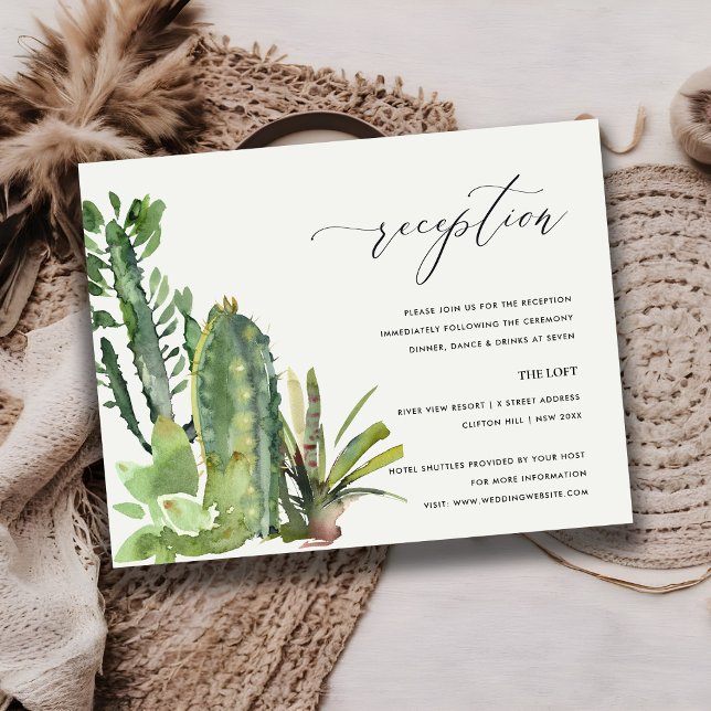 CARTE D'ACCOMPAGNEMENT RÉCEPTION DE MARIAGE EN COULEUR D'EAU DESERT CACTI (Créateur téléchargé)