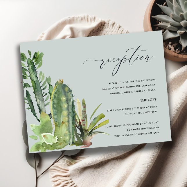 CARTE D'ACCOMPAGNEMENT RÉCEPTION DE MARIAGE EN COULEUR D'EAU GRIS CACTI F (Créateur téléchargé)