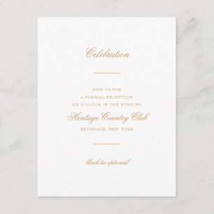 Carte D'accompagnement Réception de mariage en ivoire et en or de script 