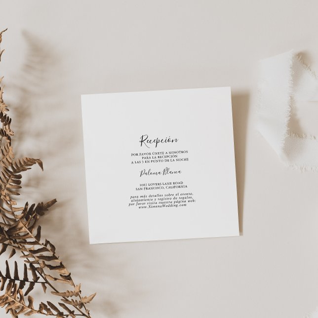 Carte D'accompagnement Réception De Mariage Espagnol Simple (Créateur téléchargé)