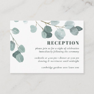 Carte D'accompagnement Réception de mariage Eucalyptus Dollar Argent