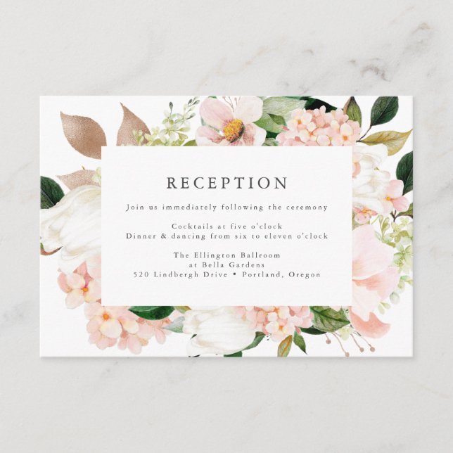 Carte D'accompagnement Réception de mariage floral Blush de printemps (Devant)