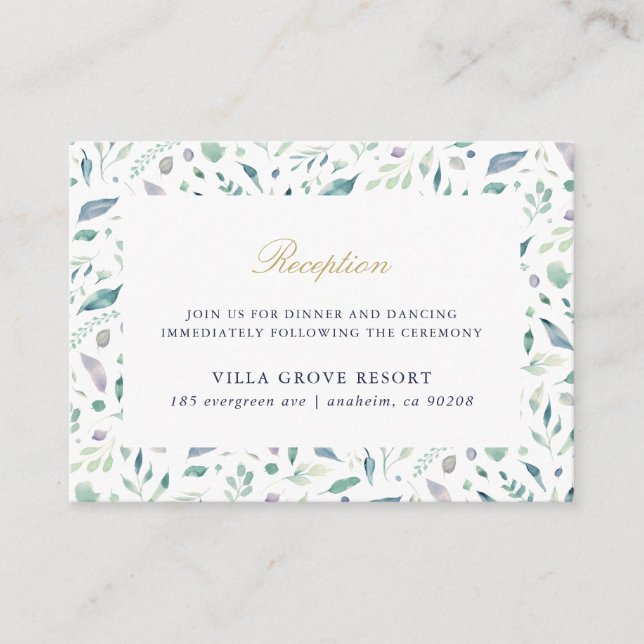 Carte D'accompagnement Réception de mariage floral de luxe (Devant)