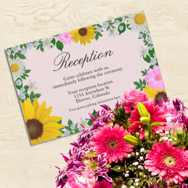 Carte D'accompagnement Réception de mariage floral de tournesol rustique (Créateur téléchargé)