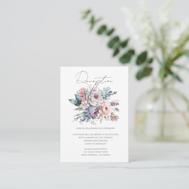 Carte D'accompagnement Réception de mariage floral Pastel Garden (Debout devant)