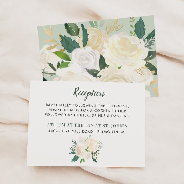Carte D'accompagnement Réception de mariage Floral Végétal Or Crème (Créateur téléchargé)