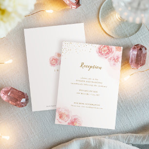 Carte D'accompagnement Réception de mariage florale en or élégant et blus