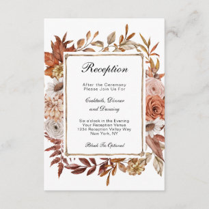 Carte D'accompagnement Réception de mariage formel floral de feuilles d'a