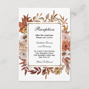 Carte D'accompagnement Réception de mariage formel floral de feuilles d'a