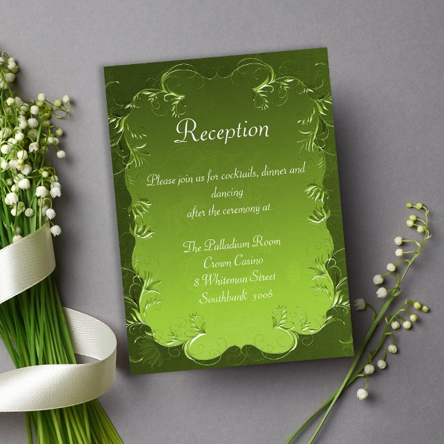 Carte D'accompagnement Réception de mariage Green Romance Vintage (Créateur téléchargé)