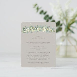 Carte D'accompagnement Réception de mariage Greige Snowberry+Eucalyptus