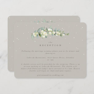 Carte D'accompagnement Réception de mariage Greige Snowberry+Eucalyptus