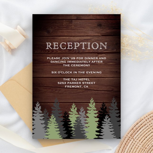 Carte D'accompagnement Réception de mariage hivernal en bois rustique ave (Créateur téléchargé)