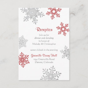 Carte D'accompagnement Réception de mariage hivernal Flocon de neige arge