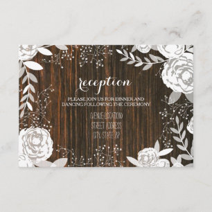 Carte D'accompagnement Réception de mariage inspirée de la florale blanch