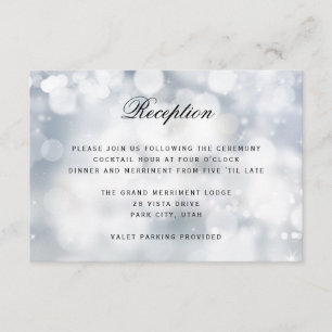 Carte D'accompagnement Réception de mariage Luxe Paillettes Argentées Lum