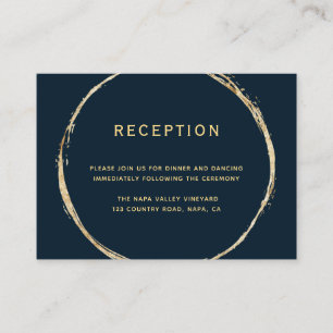 Carte D'accompagnement Réception de mariage Marine Blue Gold Circle