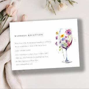 Carte D'accompagnement Réception De Mariage Minimal Chic Floral Vin Verre