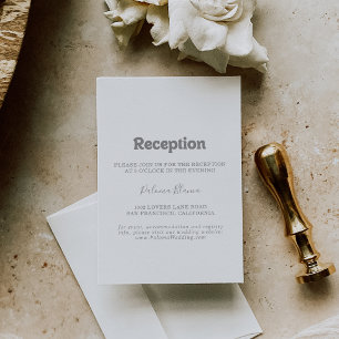 Carte D'accompagnement Réception de mariage minimaliste formelle élégante
