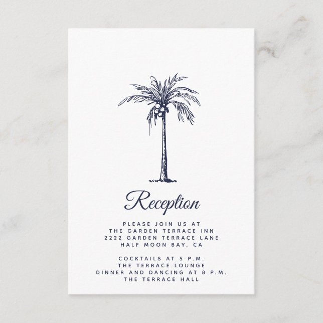 Carte D'accompagnement Réception de mariage moderne à Palm Beach avec du  (Devant)