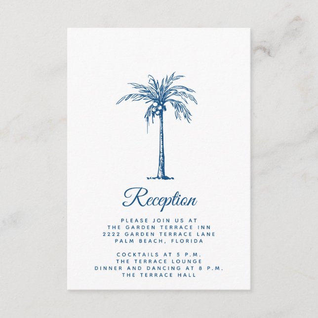 Carte D'accompagnement Réception de mariage moderne à Palm Beach avec une (Devant)