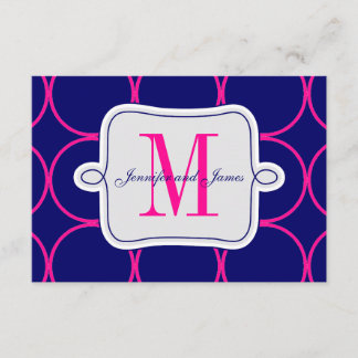 Carte D'accompagnement Réception de mariage moderne bleu fuchsia #2