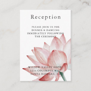 Carte D'accompagnement Réception de mariage moderne Blush Lotus Flower