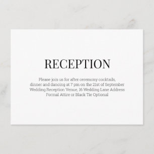 Carte D'accompagnement Réception de mariage moderne en noir et blanc