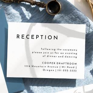 Carte D'accompagnement Réception de mariage moderne et audacieuse blanche