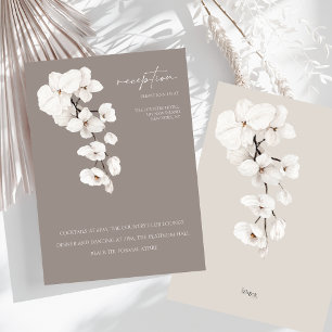 Carte D'accompagnement Réception de mariage moderne Gris Blanc Orchidée