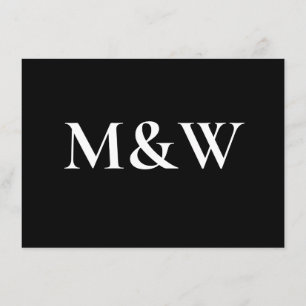 Carte D'accompagnement Réception de mariage moderne Monogramme noir et bl